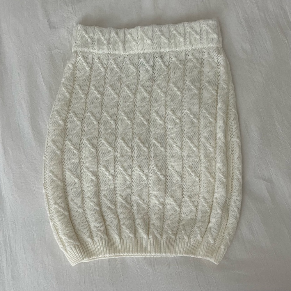 princess polly cable-knit ivory skirt